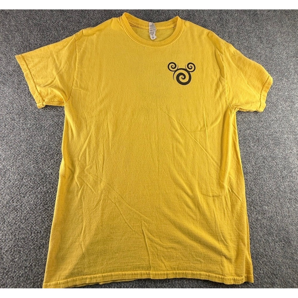Disney World Yellow Spiral Mickey Mouse Graphic T-Shirt Mens Medium